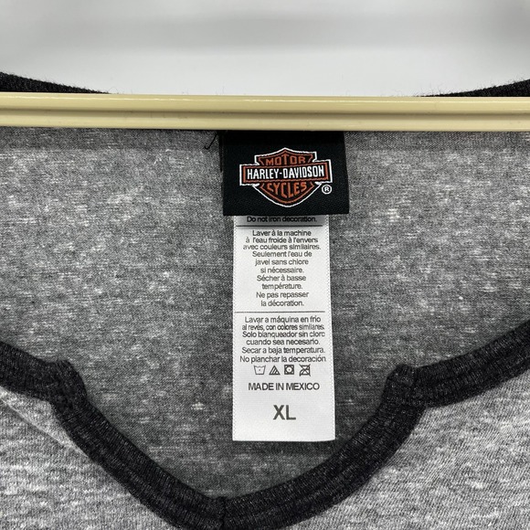 Harley Davidson Women's XL Top Gray Black 3/4 Sleeve Skull New London, CT - Picture 4 of 7